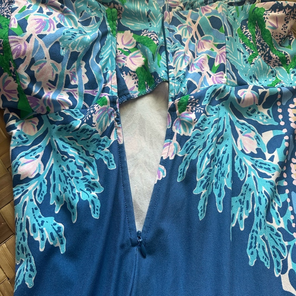 Lilly Pulitzer Noa Strapless Maxi Dress Blue Floral - Picture 10 of 12